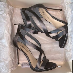 Silver Vince Camuto Ankle Strap Stilettos